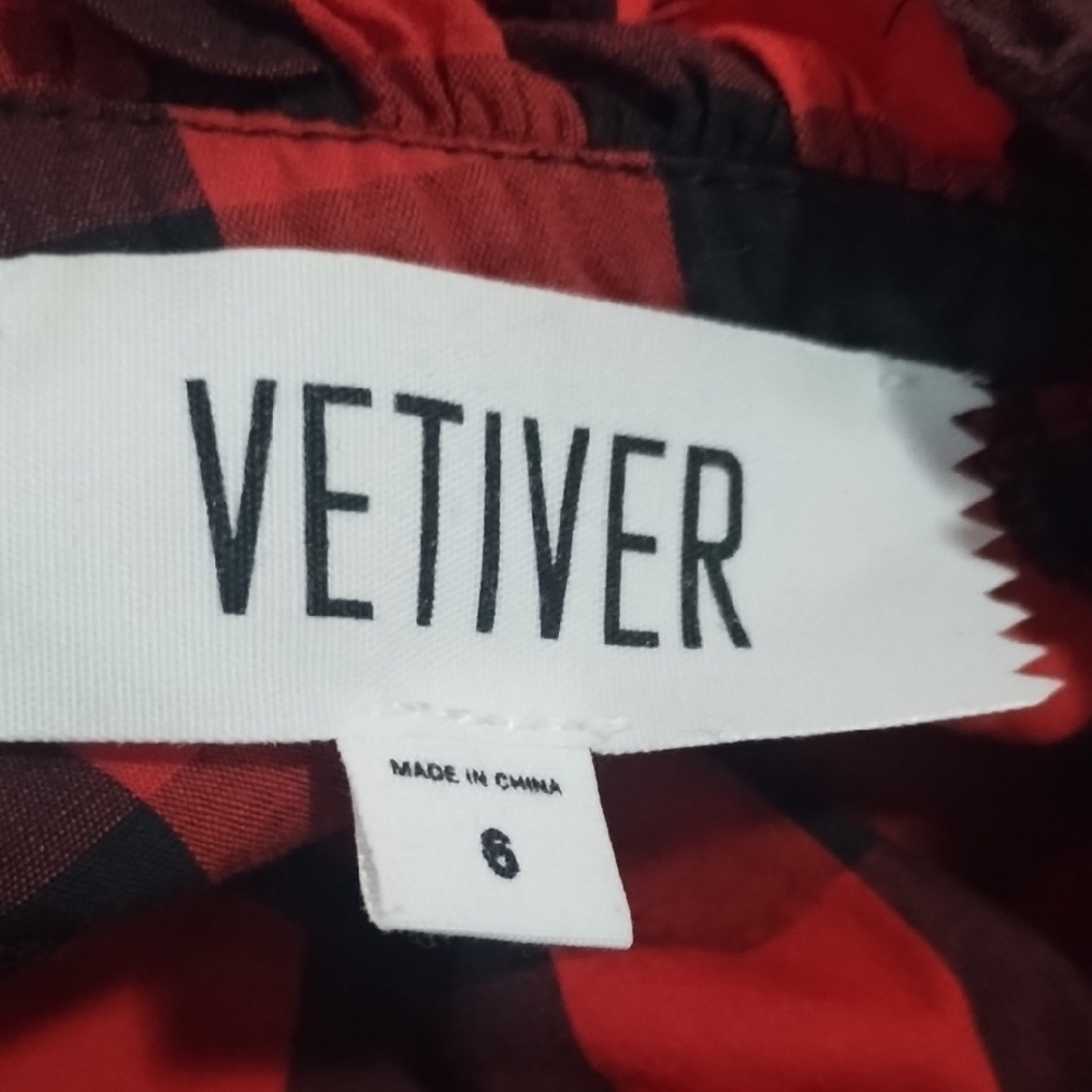 Vetiver Free People Buffalo Plaid Drop Waist Dress Women's 6 Poppy - Picture 4 of 5